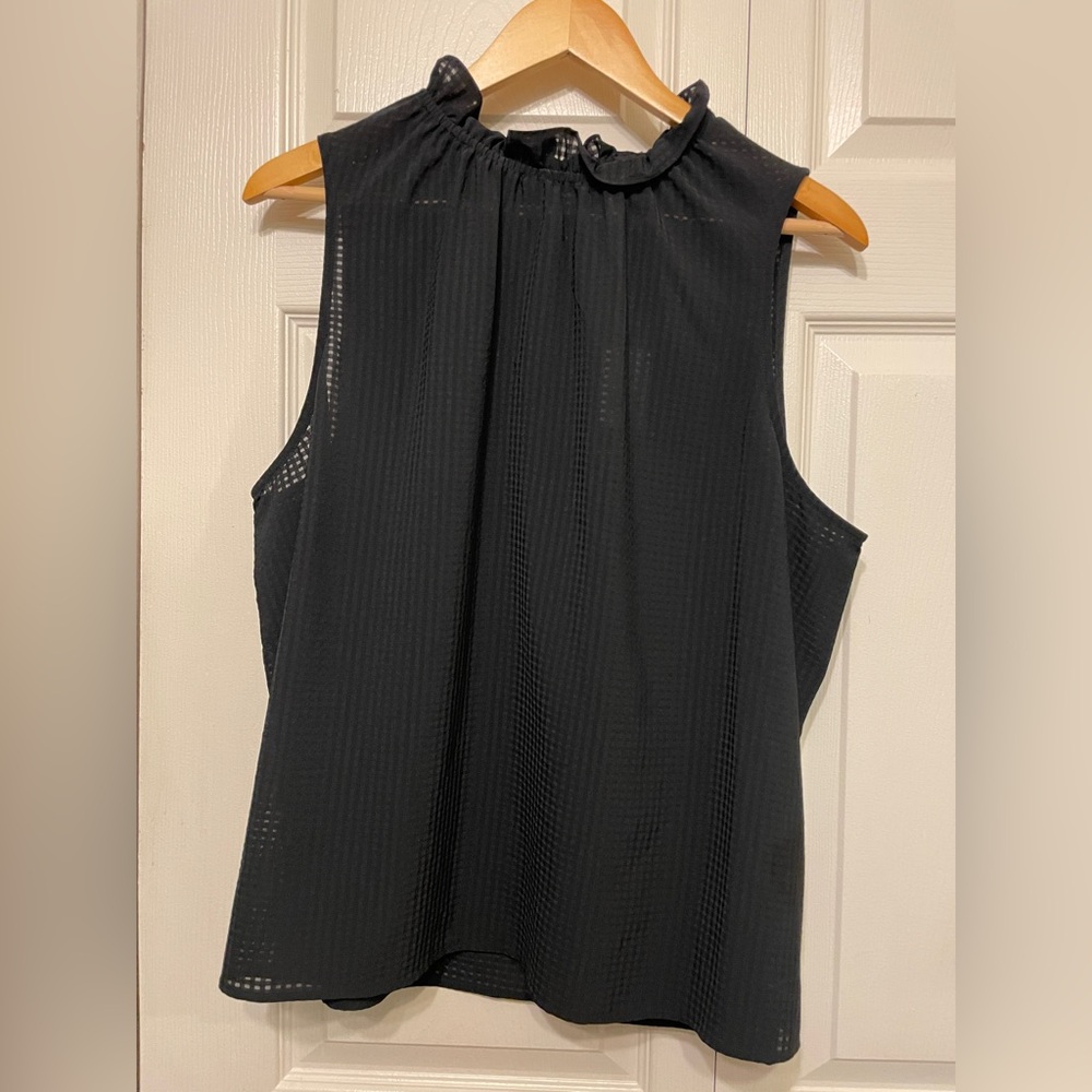 Who What Wear Women’s Sleeveless Ruffle Neck Blouse — Size XXL, Black Check